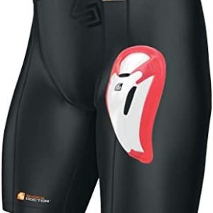 Shock Doctor Boys Compression Shorts with Protective Bio-Flex Cup, Moisture Wicking Vented Protection