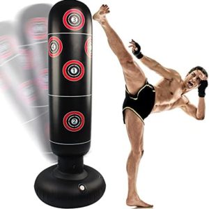 SGAIWO Freestanding Punching Bags for Adults - Men Standing Boxing Bag Inflatable Kickboxing Bag 63" Heavy Punching Bag with Stand for Training MMA Muay Thai Fitness