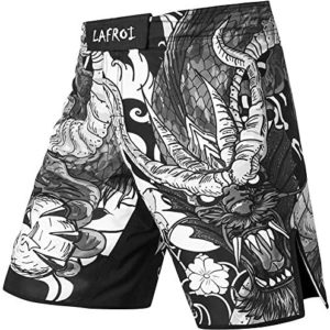 LAFROI Mens MMA Cross Training Boxing Shorts Trunks Fight Wear with Drawstring and Pocket-QJK01
