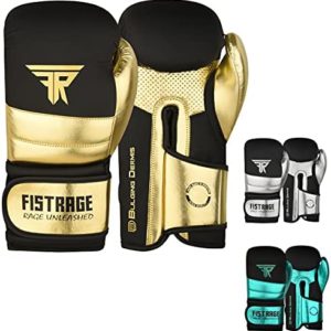 FISTRAGE Boxing Gloves Metallic Leather MMA Training Muay Thai Kick Boxing Sparring Heavy Bag Workout Glove Mitts for Men & Women