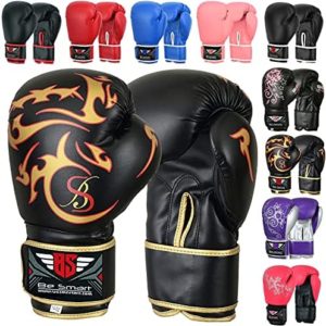 Be Smart Kids Boxing Gloves 4-12 Years 4oz 6oz Training Gloves for Children Sparring Youth Boxing Gloves Junior Training Mitts Punch PU Leather MMA Muay Thai Kick Boxing