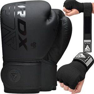 RDX Boxing Gloves 12 Oz with Boxing Hand Wraps Inner Gloves (Medium), Quick 75cm Long Wrist Straps Elasticated Padded, Heavy Punching Bag Gloves Boxing Kickboxing, Muay Thai MMA Martial Arts Men Women