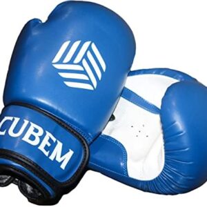 CUBEM Boxing CBM271 Leather White Blue Gloves Fight Punching Bag Gloves Muay Thai Kickboxing Fight Gloves