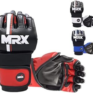 MMA Gloves for Grappling Sparring, with Open Ventilated Palm, Martial Arts Mitts Suitable for Men Women, Kara Cage Fighting, Combat Sports Training, Muay Thai, Punching Bag and Kickboxing