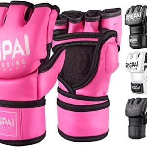 GINGPAI BOXING MMA UFC Gloves for Men Women, Fingerless Punching Heavy Bag with More Paddding Gloves for Kickboxing, Sparring, Muay Thai
