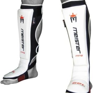 Meister Edge Leather Instep Shin Guards w/Gel Padding (Pair) - White