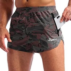 Pudolla Men’s Running Shorts 3 Inch Quick Dry Gym Athletic Workout Shorts for Men with Zipper Pockets