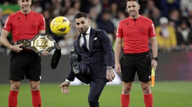 Video: UFC champ Ilia Topuria honored at Real Madrid game with special kickoff after winning title 2 2031351216
