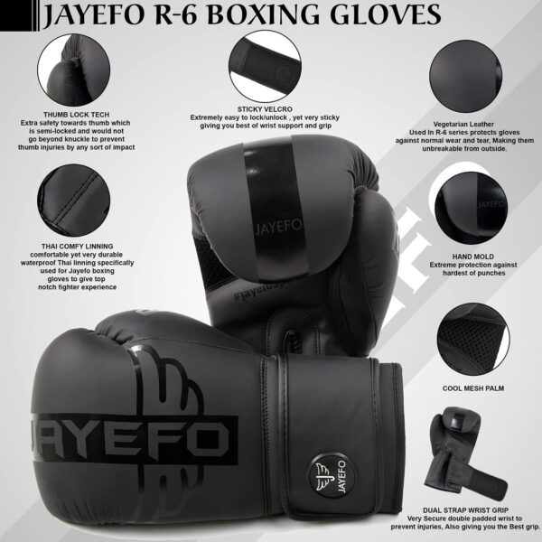 R-6 Pro Boxing Gloves: Leather Sparring Mitts for Men & Women MMA Training - Image 2
