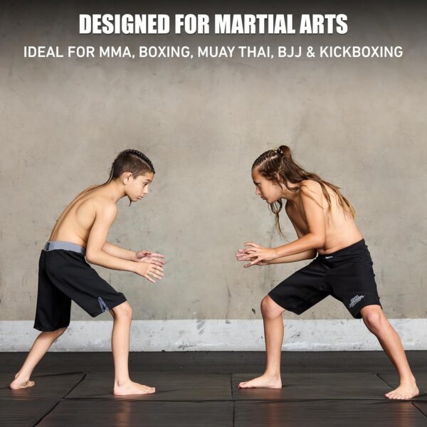 Elite Kids BJJ No-Gi Shorts: 4-Way Stretch Grappling Training Shorts Black - Image 4