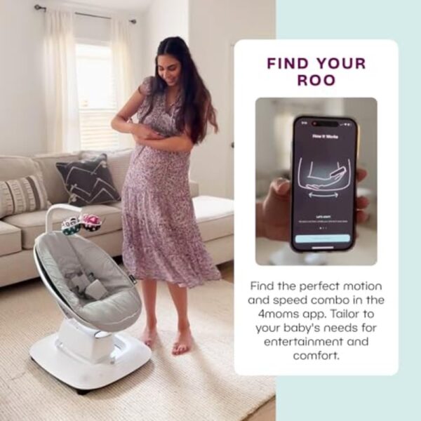 4moms MamaRoo Smart Bluetooth Baby Swing, 5 Motions, Sage Green, Newborn Soothing - Image 5
