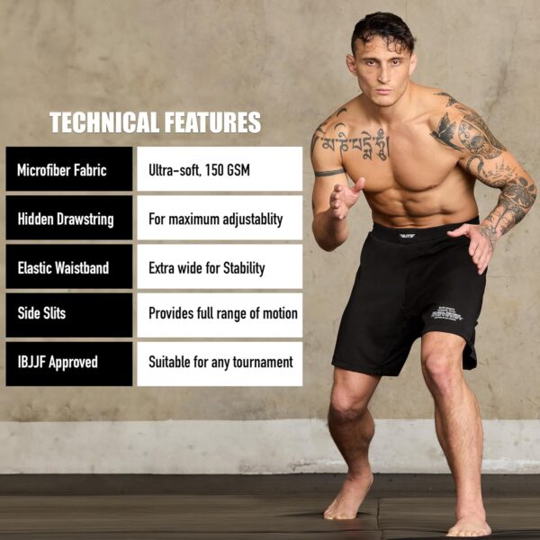 Black Jack UFC MMA Grappling Shorts - Pro No Gi BJJ Fight Shorts for Men - Image 4