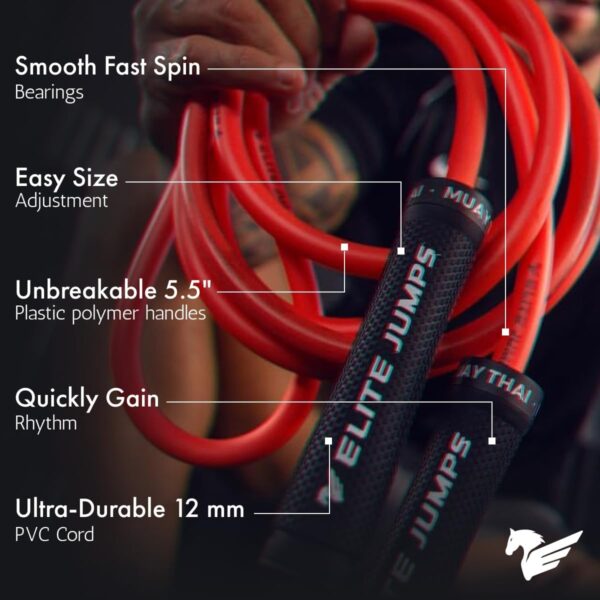 Pro Muay Thai Weighted Jump Rope - Heavy Duty Fitness Rope for MMA & Full Body Workout - Image 2