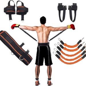 Boxing Training Resistance Band Set Leg Strength and Agility Training Strap System for Boxing,MMA,Muay Thai,Karate Combat, Basketball,Football Build Speed and Strength for Hitting