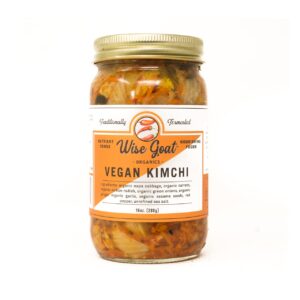 Certified Organic, Raw, Vegan Kimchi - High in Probiotics - Vegan/Paleo/Keto Friendly 16oz Glass Jar - Wise Goat Organics