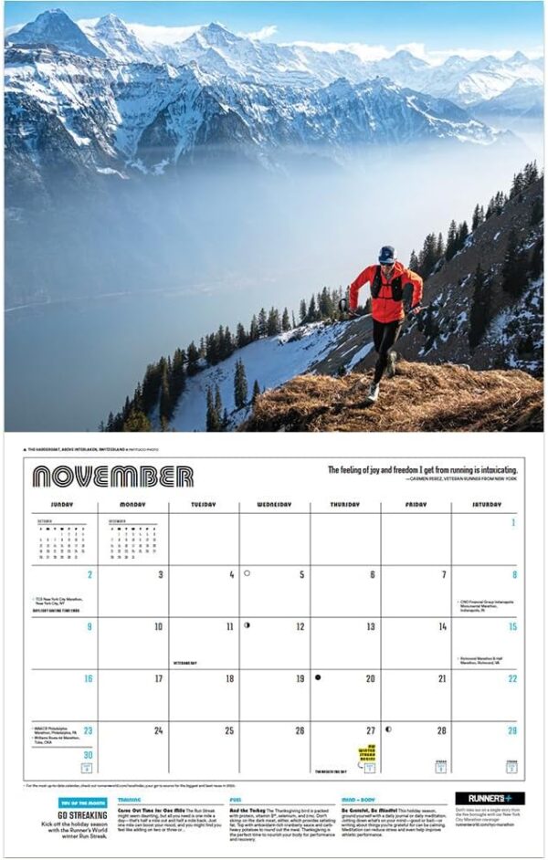 2025 Runner's World Wall Calendar: Epic Photos, Training Tips, Race Dates - Image 6