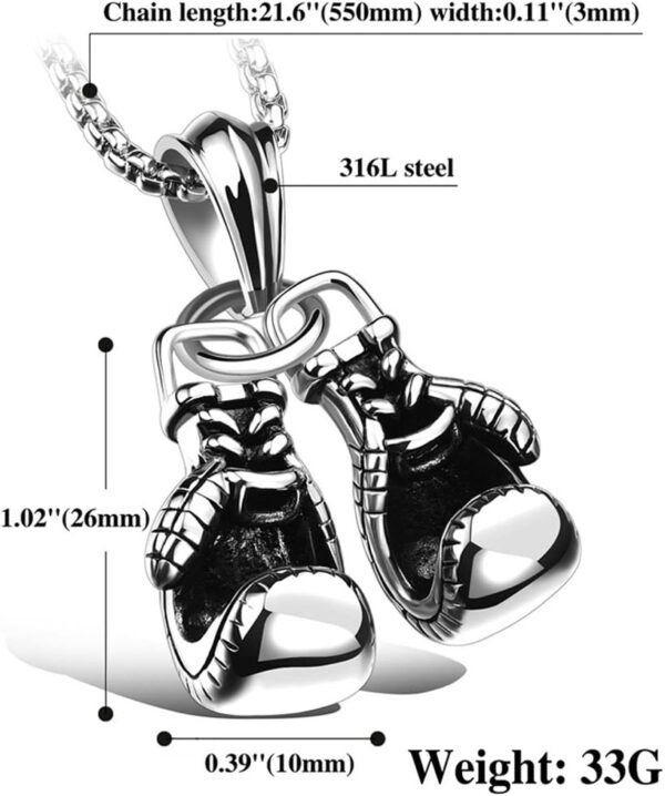 Stainless Steel Boxing Gloves Pendant Necklace - Punk Men's Jewelry Chain - Image 5