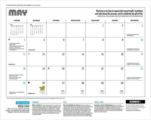 2025 Runner's World Wall Calendar: Epic Photos, Training Tips, Race Dates - Image 4