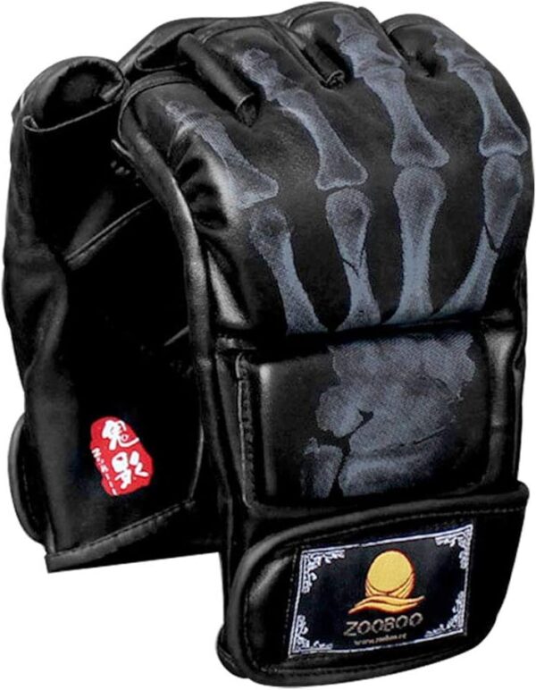 ZooBoo MMA Gloves, Half-Finger Boxing Fight Gloves MMA Mitts with Adjustable Wrist Band for Sanda Sparring Punching Bag Training