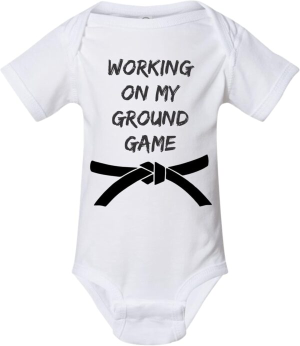 Freedomtees Working On My Ground Game Baby Bodysuit Shirt, Jiu Jitsu Baby Bodysuits, Funny Baby Shirt