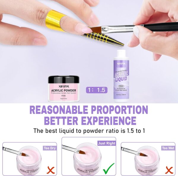 Professional Acrylic Nail Monomer Liquid - MMA-Free EMA 8.12oz with 3 Brushes Kit - Image 5