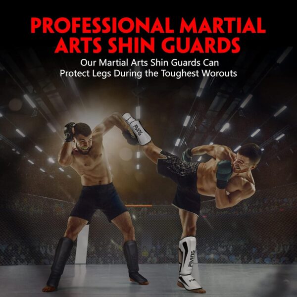 FIVING Pro MMA Shin Guards: Padded Muay Thai Leg Protectors with Instep Coverage - Image 7