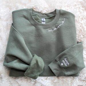 NAZENTI Custom Mama Embroidered Sweatshirt Kids Names-Personalized Gifts For New Mom, Mommy Birthday, Mothers Day, Christmas