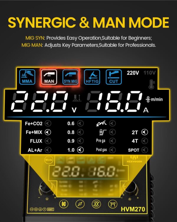 HZXVOGEN 200A 6-in-1 Multi-Process Welder: MIG/TIG/Stick/Plasma Cutter - Image 3