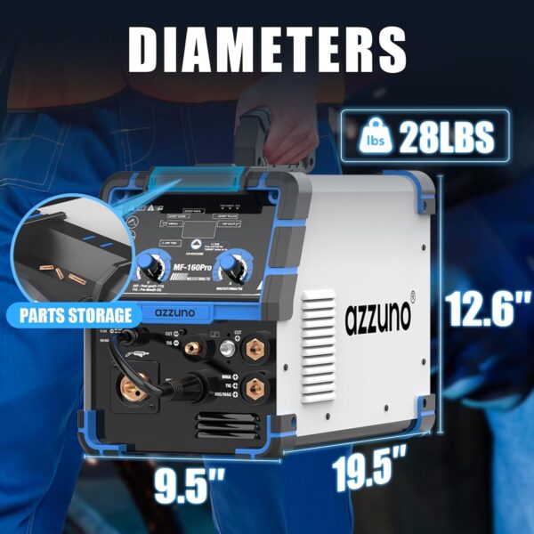 AZZUNO 5-in-1 160A Multiprocess Welder: Plasma Cutter, TIG, MIG & Stick Welding Machine - Image 6