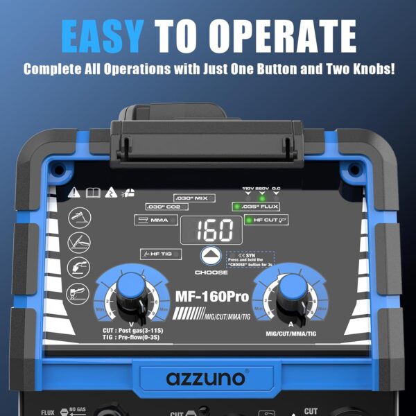 AZZUNO 5-in-1 160A Multiprocess Welder: Plasma Cutter, TIG, MIG & Stick Welding Machine - Image 3