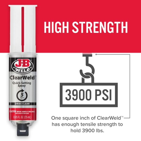 J-B Weld ClearWeld 5-Min Quick-Set Clear Epoxy Syringe - Strong Multipurpose Bond - Image 5