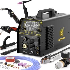 HZXVOGEN MIG Welder, 200A 6 in 1 Gas MIG/Gasless MIG/HF TIG/Stick/Spot/CUT 220V Aluminum Multi Process Welder Machine 40Amp Plasma Cutter Welder Combo Max Cut 15mm