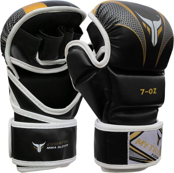 Mytra Fusion MMA Gloves 7 oz Grappling Gloves Open Palm Martial Arts Gloves Wrist Support Sparring Gloves Punching Bag Gloves