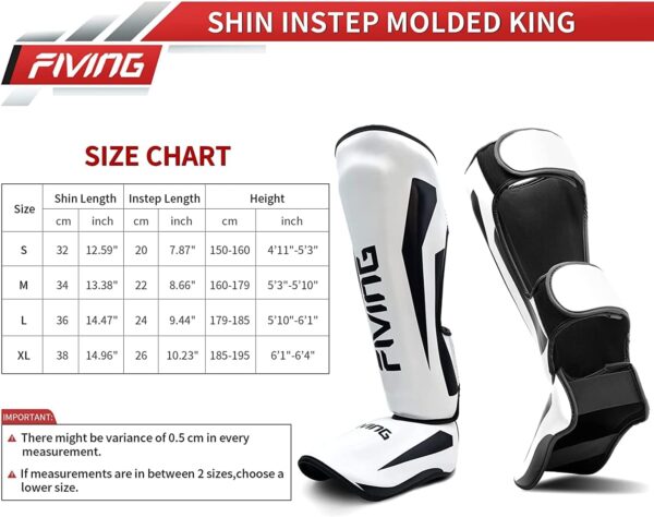 FIVING Pro MMA Shin Guards: Padded Muay Thai Leg Protectors with Instep Coverage - Image 6