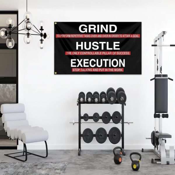 Motivational Fitness Flag 3x5 Ft | Hustle Grind Execution Gym Decor Banner - Image 6