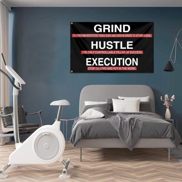 Motivational Fitness Flag 3x5 Ft | Hustle Grind Execution Gym Decor Banner - Image 4