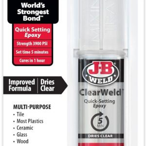 J-B Weld 50112 ClearWeld 5 Minute Set Epoxy Syringe - Clear - 25 ml, 25ml