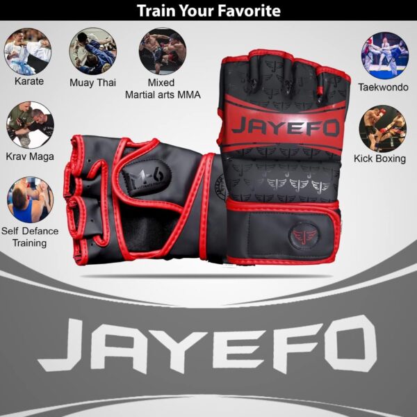 Jayefo Sports M-6 Pro MMA Gloves - Open Palm, Kickboxing, Sparring Gloves - Image 3