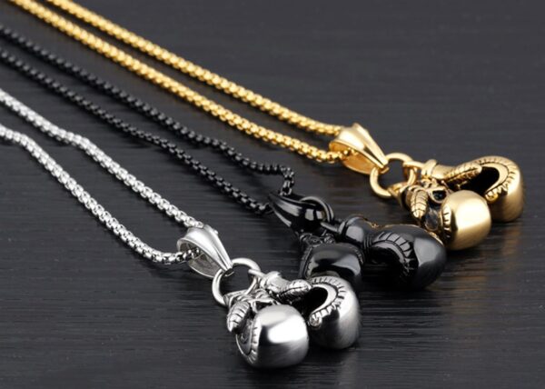 Stainless Steel Boxing Gloves Pendant Necklace - Punk Men's Jewelry Chain - Image 4