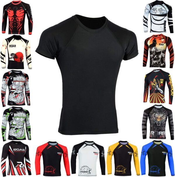 Roar BJJ Rash Guards MMA Grappling Jiu Jitsu Training No Gi Fight Wear Mens Compression Shirts