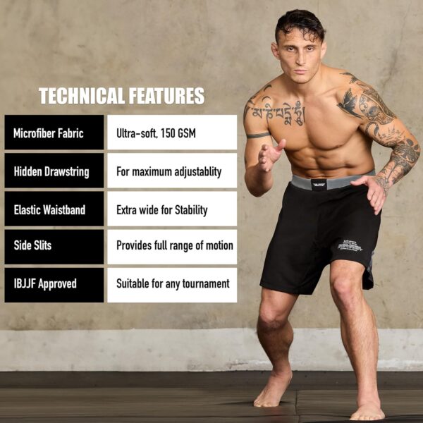 Black Jack Pro BJJ Shorts: Men's No-Gi Grappling MMA Fight Shorts, Lightweight & Durable - Image 4