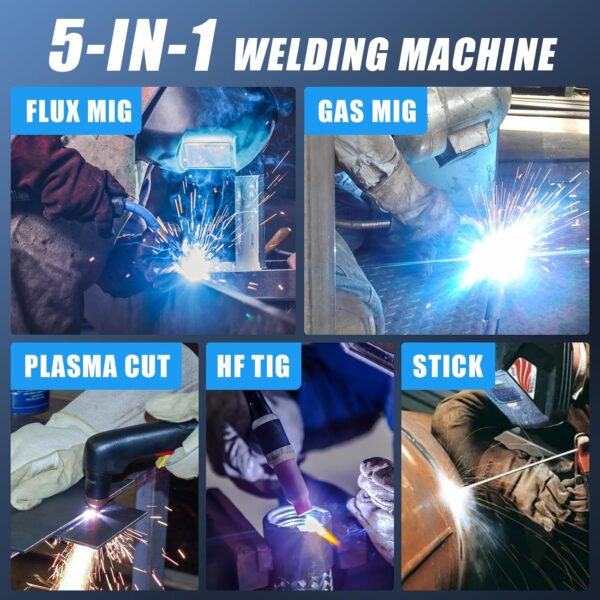 AZZUNO 5-in-1 160A Multiprocess Welder: Plasma Cutter, TIG, MIG & Stick Welding Machine - Image 2