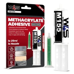 Wired4Signs Methacrylate Adhesive | Heavy Duty Adhesive Metal Glue, 100% Clear Glue, Use for Marine Adhesive Boat & Metal Repair, Ideal for Plastic Weld, Fast Dry Panel Bond Glue, MMA-M155 (25ml)