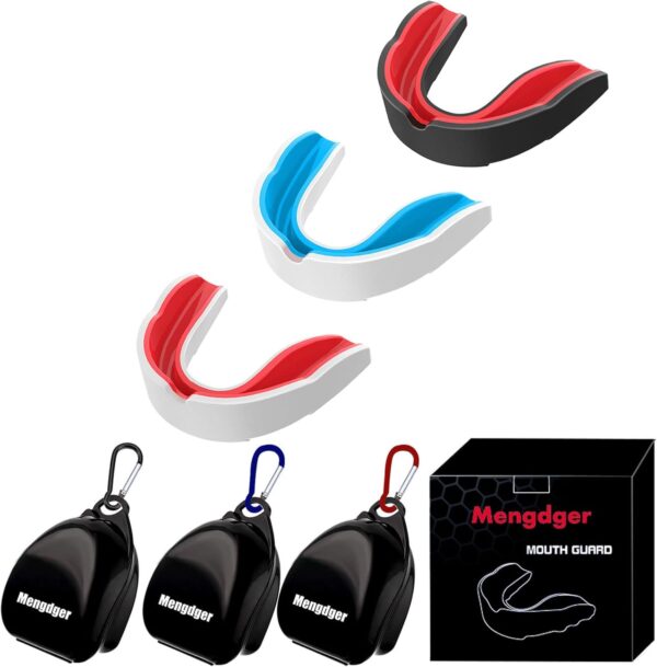 Youth Mouth Guard Football MouthGuard Sports Kids Boys Mouthpiece Teeth Braces EVA Double Colored for MMA Boxing Rugby Kickboxing Taekwondo Softball Lacrosse(3 Pack)