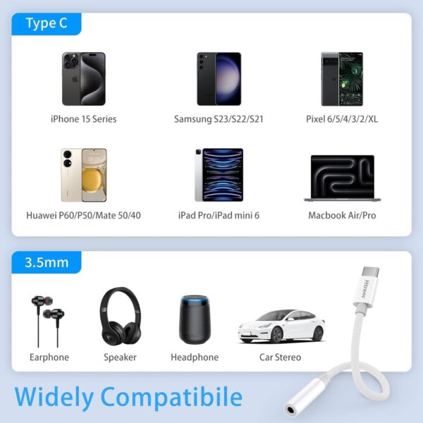 USB-C to 3.5mm Headphone Adapter for iPhone 16/15, Samsung Galaxy S23 (2-Pack) - Image 3