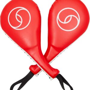 2 Pack Taekwondo Kick Pads, Martial Arts Training Equipment, Kickboxing Striking Target Pads, TKD Sparring Gear (Red, 15 x 2.5 x 7.5 in)