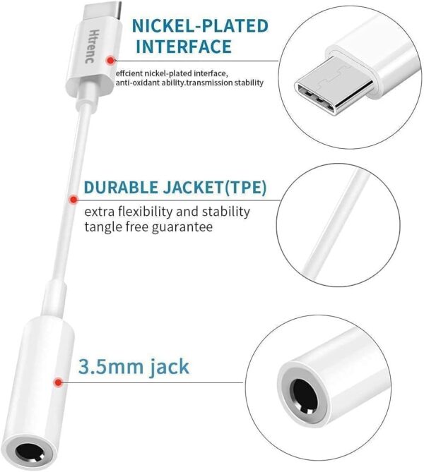 USB-C to 3.5mm Headphone Adapter for iPhone 16/15, Samsung Galaxy S23 (2-Pack) - Image 2