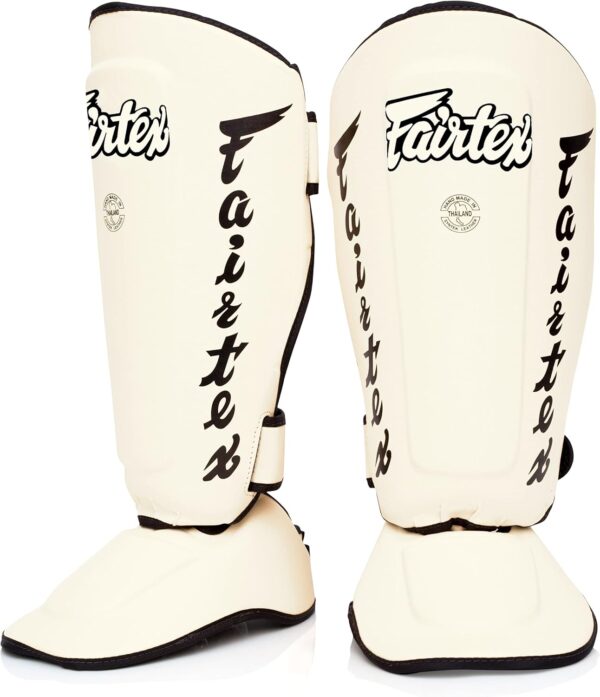 Fairtex SP7 Muay Thai Shin Guards for Men, Women, Kids | Shin Guards Made with Syntek Leather & are Premium, Lightweight & Durable | Detachable shin & Foot Protector