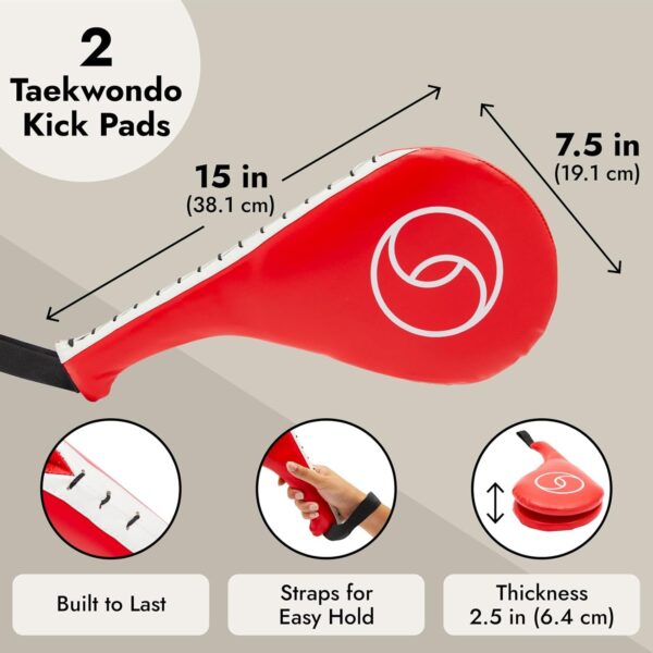 Premium 2-Pack TKD Kick Pads: Martial Arts Training Sparring Gear, Red - Image 5