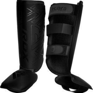 RDX Shin Guards for Kickboxing, Muay Thai and Training Pads, Maya Hide Leather Kara Instep Foam Protection, Leg Foot Protector for Martial Arts, Sparring, BJJ and Boxing Gear
